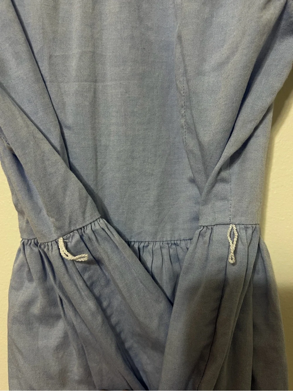 Ralph Lauren Girl’s Blue Oxford Pintuck Short Sleeve Shirtdress Size 12